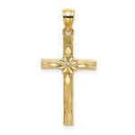 14K Cross w/ Flower Charm