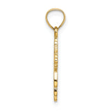 14K Solid Polished and Textured Cross Charm