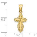 14K Solid Polished and Textured Cross Charm