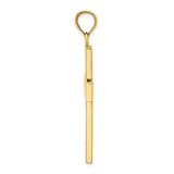 14K Polished Large Block Cross w/Open Back Charm