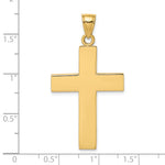 14K Polished Large Block Cross w/Open Back Charm