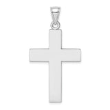 14K White Gold Large Block Cross w/Open Back Charm