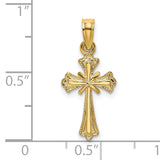 14K Engraved Small Cross w/ X  Center Charm