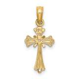 14K Engraved Small Cross w/ X  Center Charm
