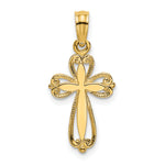 14K Polished and Cut-Out Engraved Cross Charm