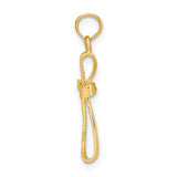 14K 3-D Engraved Polished Twisted Cross Charm