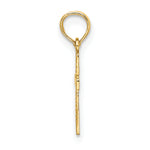 14K Polished and Engraved Mini Cross W/ Flower Charm