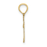 14K Textured Mini Cross w/ Heart Charm