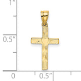 14K Polished and Engraved Cross W/ Heart Center Charm