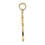 14K Polished Cross w/ Heart Charm