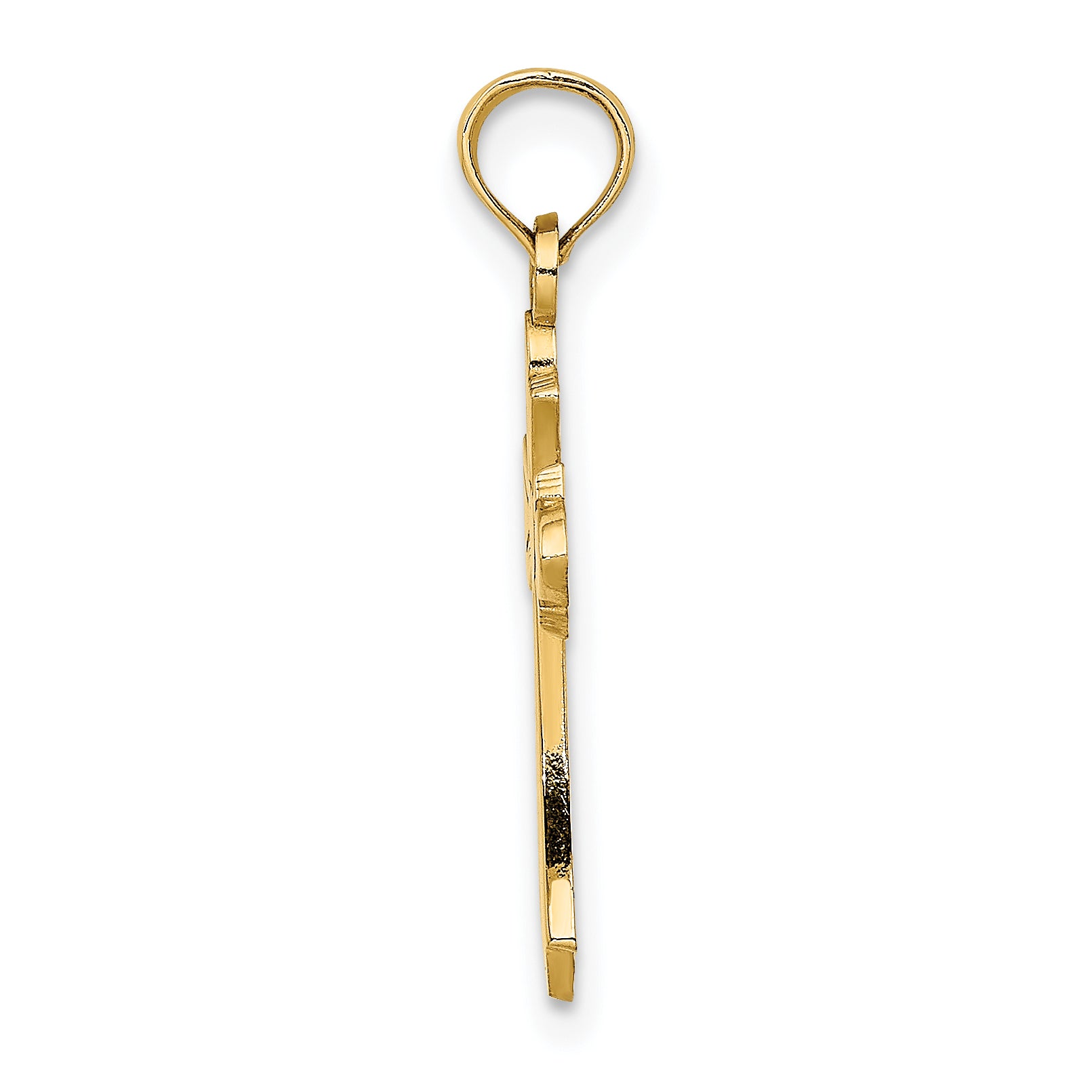 14K Polished Cross w/ Heart Charm