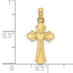14K Polished Cross w/ Heart Charm