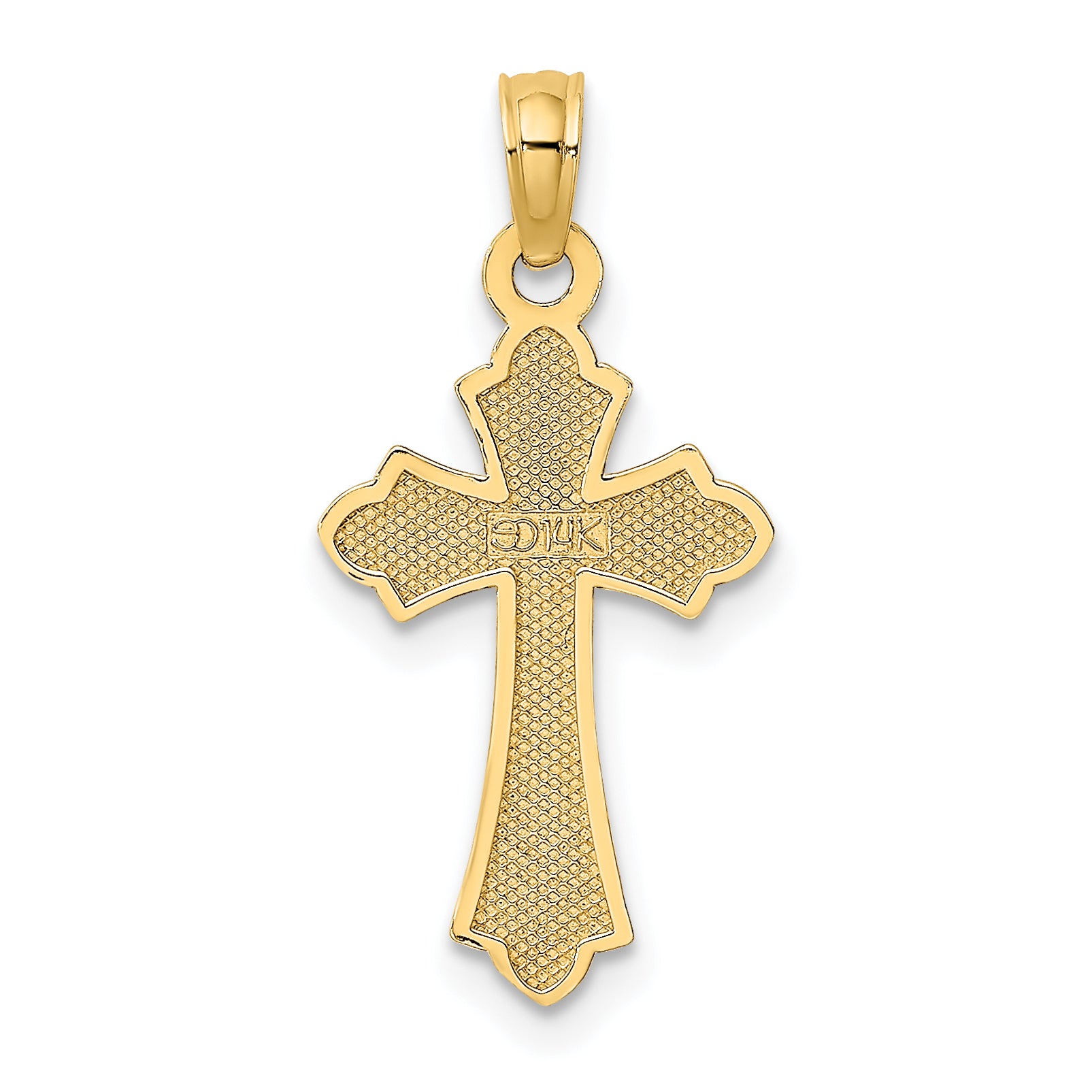 14K Polished Cross w/ Heart Charm