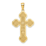 14K Scroll Cross W/ Sunburst Center Charm