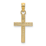 14K Textured Center Block Cross Charm