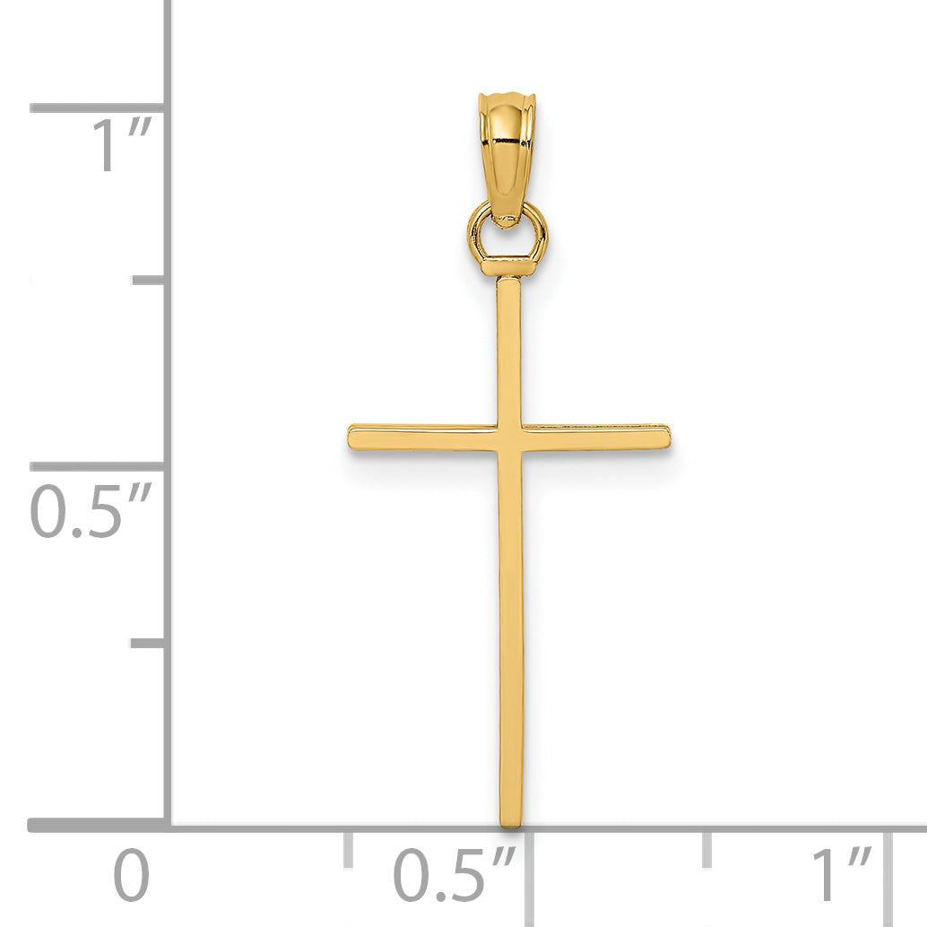 14K 3-D and Polished Stick Cross Charm