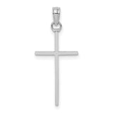 14K White Gold 3-D and Polished Stick Cross Charm