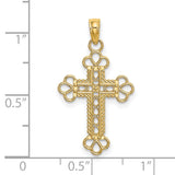14K Textured and Cut-Out W/ Rope Frame Block Cross Charm