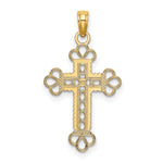 14K Textured and Cut-Out W/ Rope Frame Block Cross Charm
