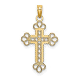 14K Textured and Cut-Out W/ Rope Frame Block Cross Charm