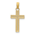 14K Polished Block Style Beaded Edge Cross Charm