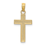 14K Polished Block Style Beaded Edge Cross Charm