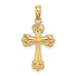 14K Cross W/ Scroll Tips and Button Center Charm