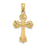 14K Cross W/ Scroll Tips and Button Center Charm