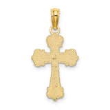14K Cross W/ Scroll Tips and Button Center Charm