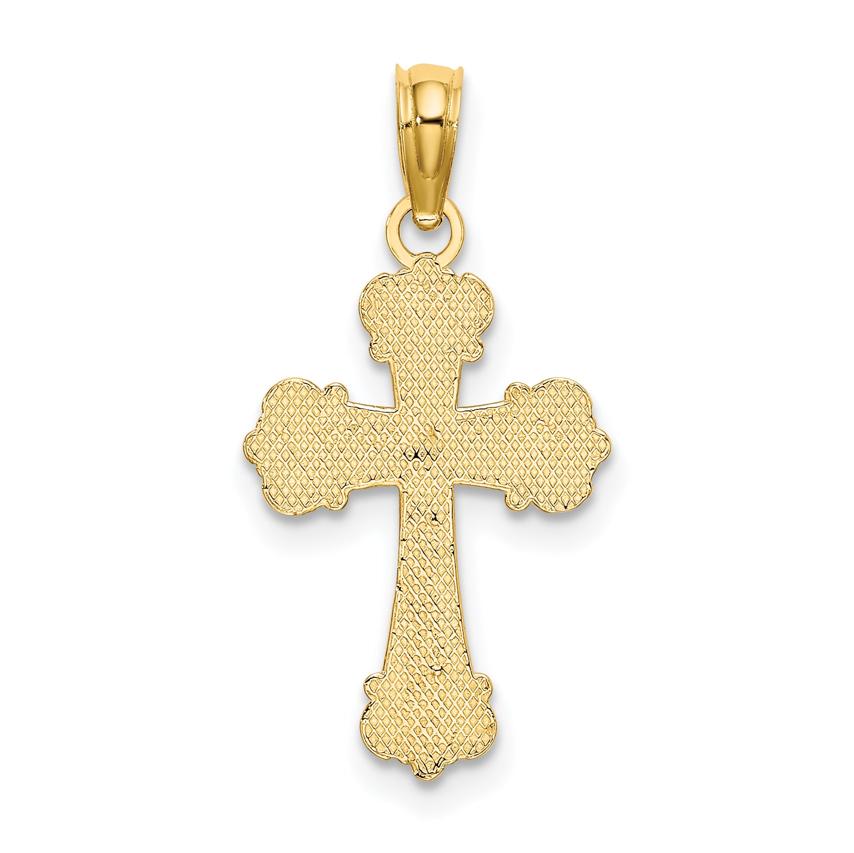 14K Cross W/ Scroll Tips and Button Center Charm