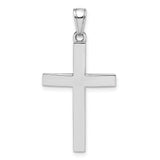 14K White Gold Polished Beveled Cross Charm