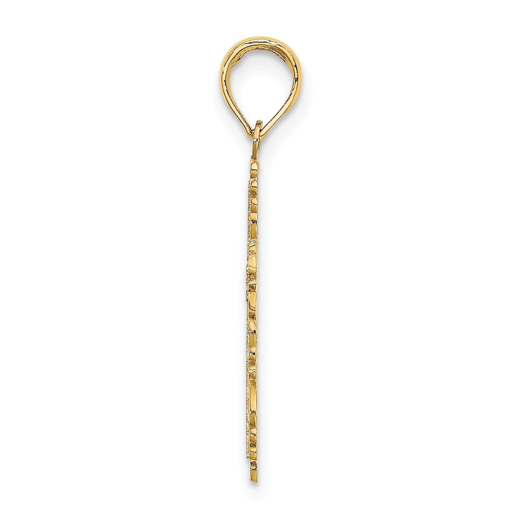 14K Textured w/ Lace Trim Cross Charm