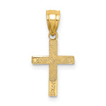 14K Polished w/ Star Pattern Mini Cross Charm