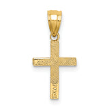 14K Polished w/ Star Pattern Mini Cross Charm