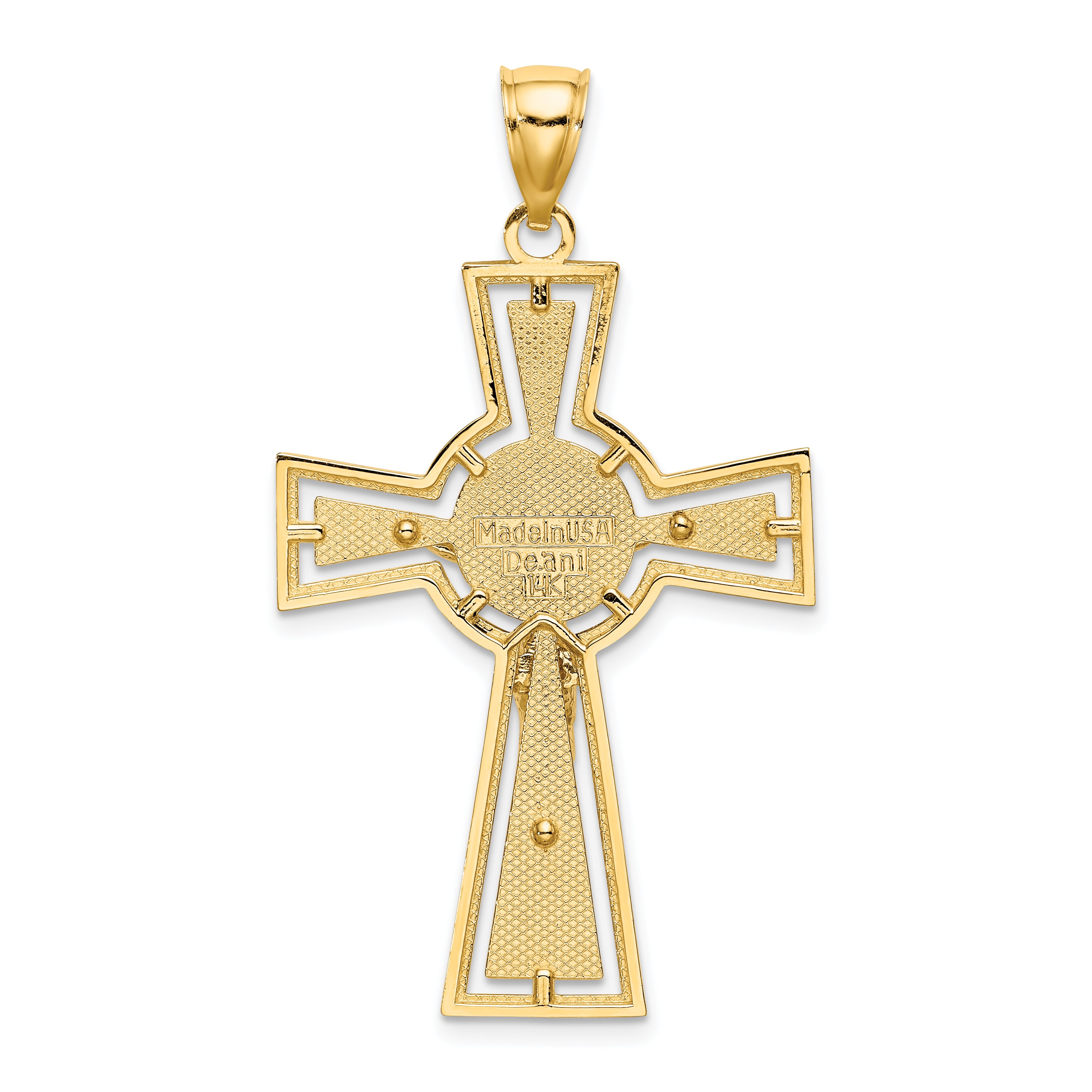 14K Cut-Out Crucifix W/ Center Circle Charm