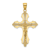 14K Textured Cut-Out Crucifix W/Budded Tips Charm