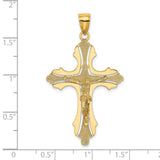 14K Textured Cut-Out Crucifix W/Budded Tips Charm