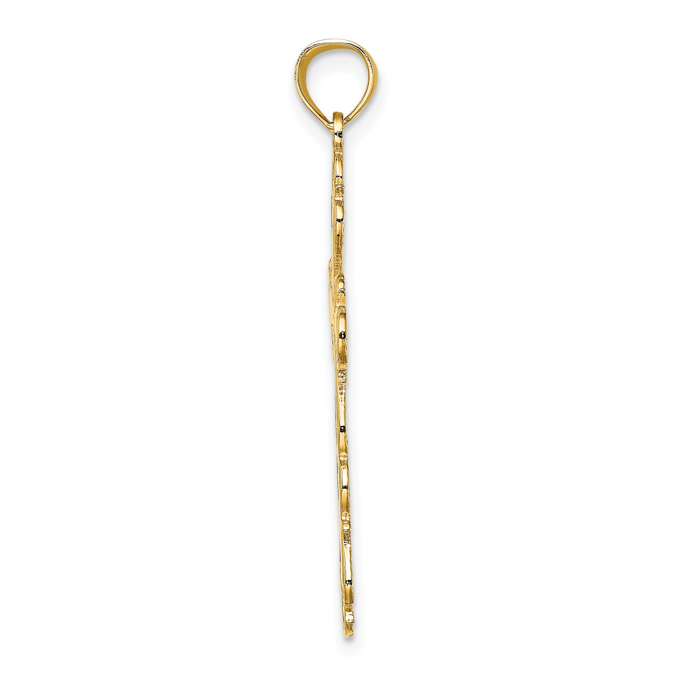 14K Polished Lace Trim Cross Charm