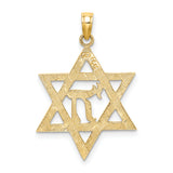 14K Star of David W/ Chi Center  Charm