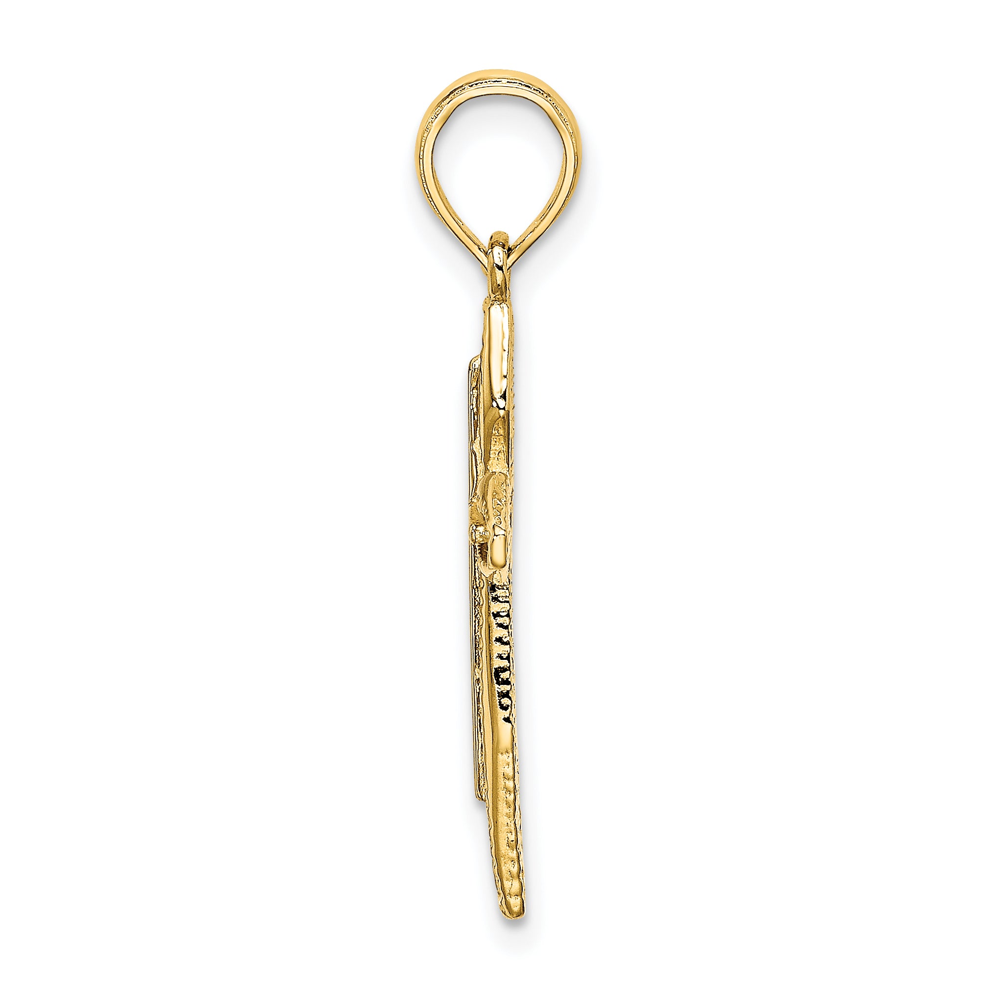 14K Polished and Textured Cross Charm