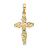 14K Polished and Textured Cross Charm