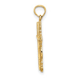 14K Stick Cross w/ Lace Trim Charm
