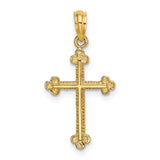 14K Cross W/ Spade Tip Edges Charm