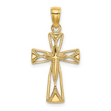 14K Polished Cut-Out Design Cross Charm