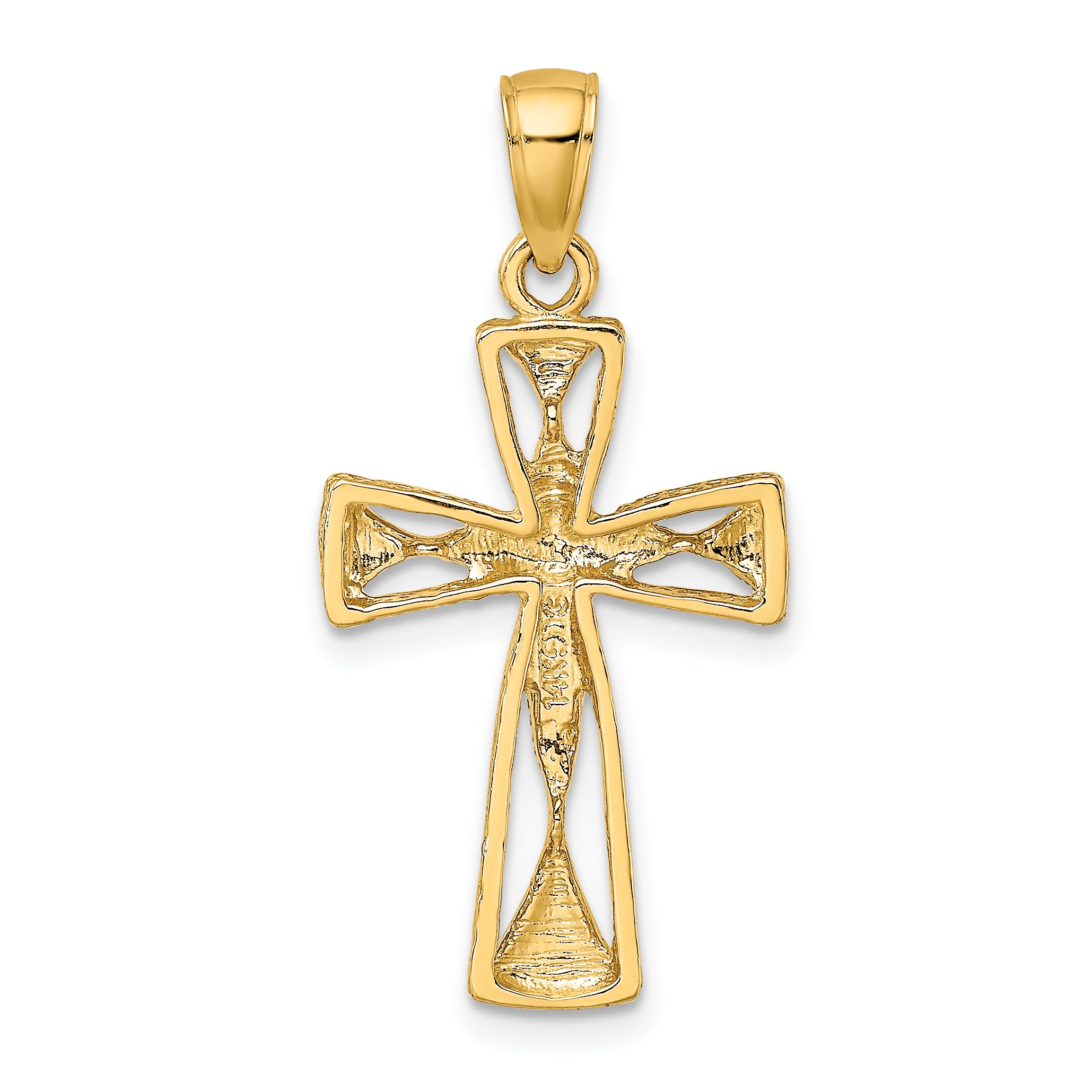 14K Polished Cut-Out Design Cross Charm