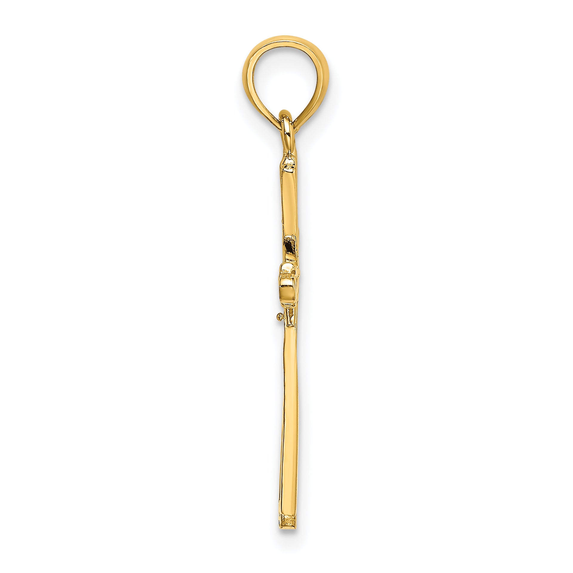 14K Polished w/ X Center Cross Charm