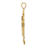 14K Cut-Out Floral Cross Pendant