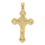 14K Cut-Out Floral Cross Pendant