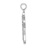 14K White Gold Beaded Cross Charm