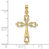 14K Cross Cut-Out w/ Heart Ends Charm